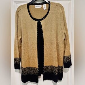 Alfred‎ Dunner Gold and Black Cardigan with Built in Tank